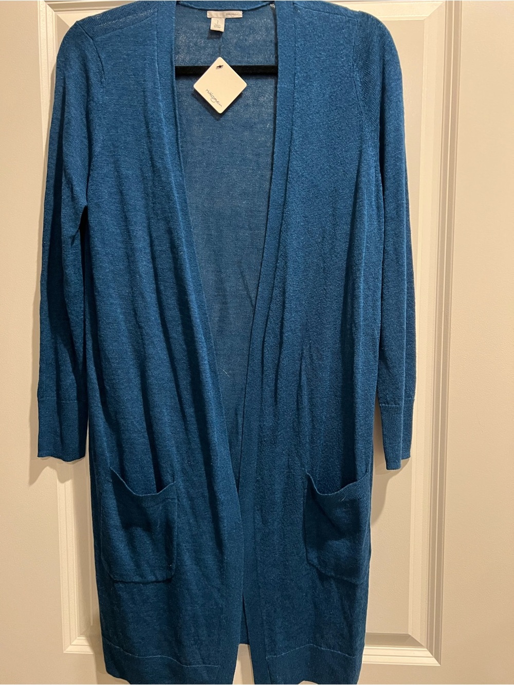 Halogen Blue Poseidon Open-Front Long Cardigan